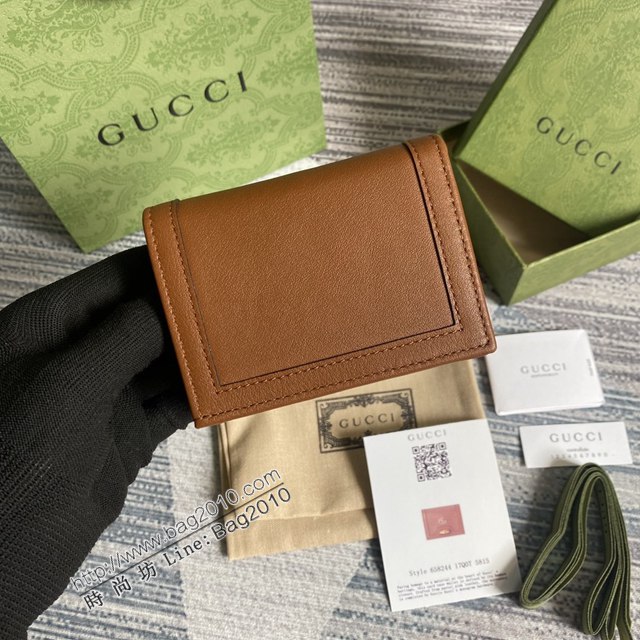 Gucci新款卡包 古馳竹子設計小牛皮錢包 Gucci全皮純色零錢包 658244  ydg3017